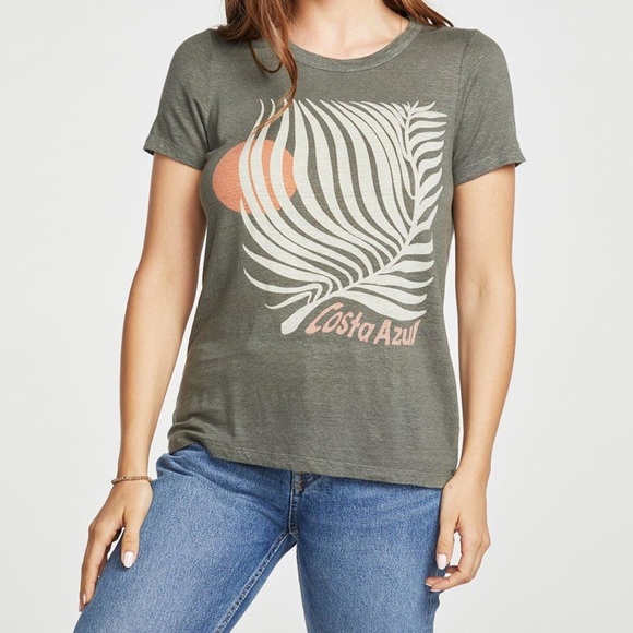 Chaser Costa Azul Tee Olive Green Size Small - Picture 2 of 16